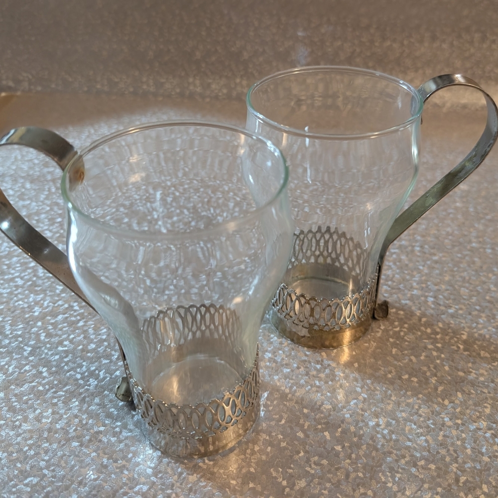 Soda Glass With Silver Holders